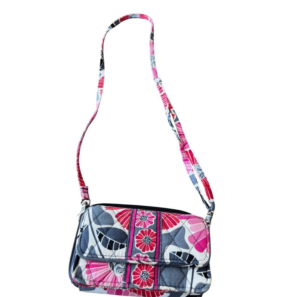 Vera Bradley Wristlet Red Pink White Wallet Strap Coin Purse Floral Quilted Cute